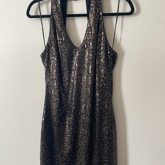 Cache Womens Sequin Sleeveless Dress Animal Print 8 - Picture 2 of 5